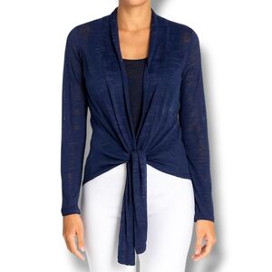 Anatomie Blue Burnout Open Front Waterfall Cardigan Luxury Travel Clothing
